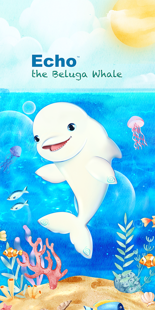 Echo the Beluga Whale Microfiber Beach Towel Front