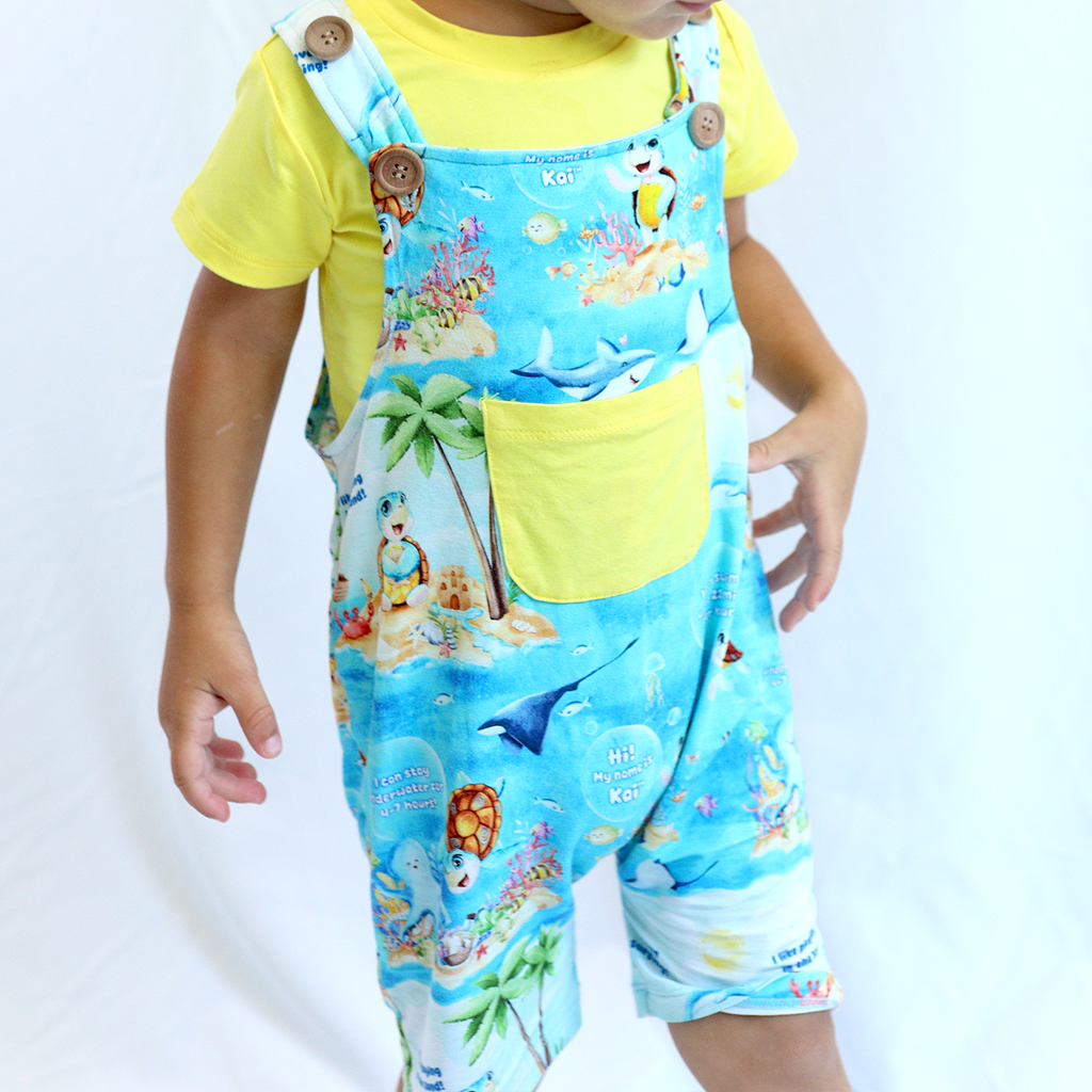 Kai Blue's Meet Kai Bamboo Overall and Tee Shirt Set