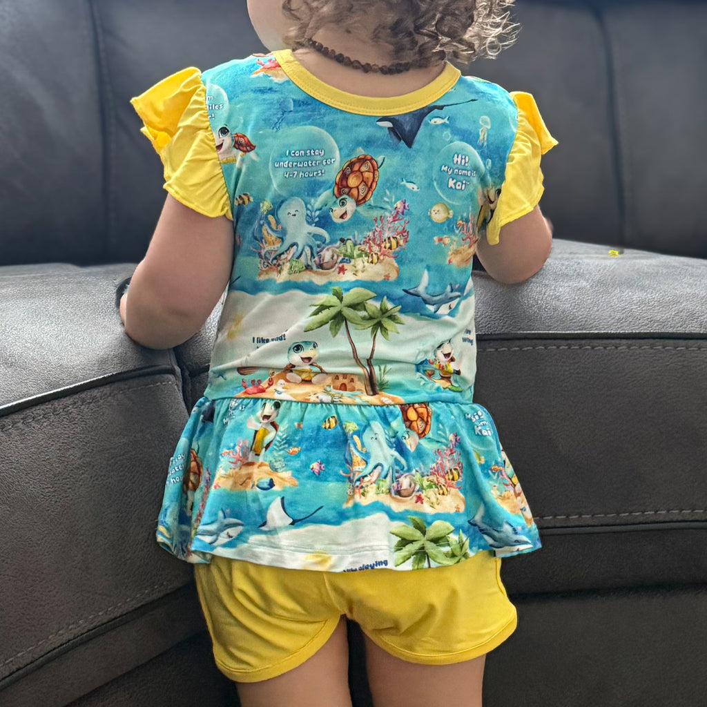 Bamboo Peplum Top and Shorts Set