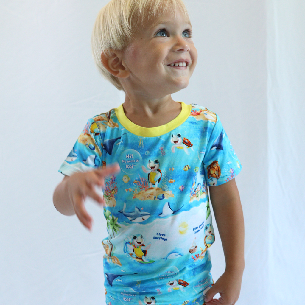 Bamboo 3PC Pajamas, Tee Shirt, Shorts and Long Pants with Foldover foot cuffs