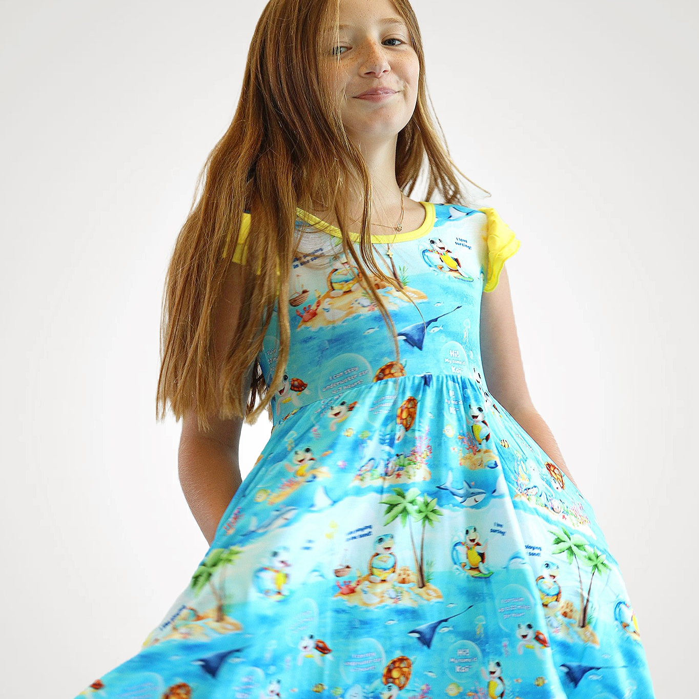 Bodysuit Twirl Dress with Pockets and Snap Bottoms -- Meet Kai 12-18m