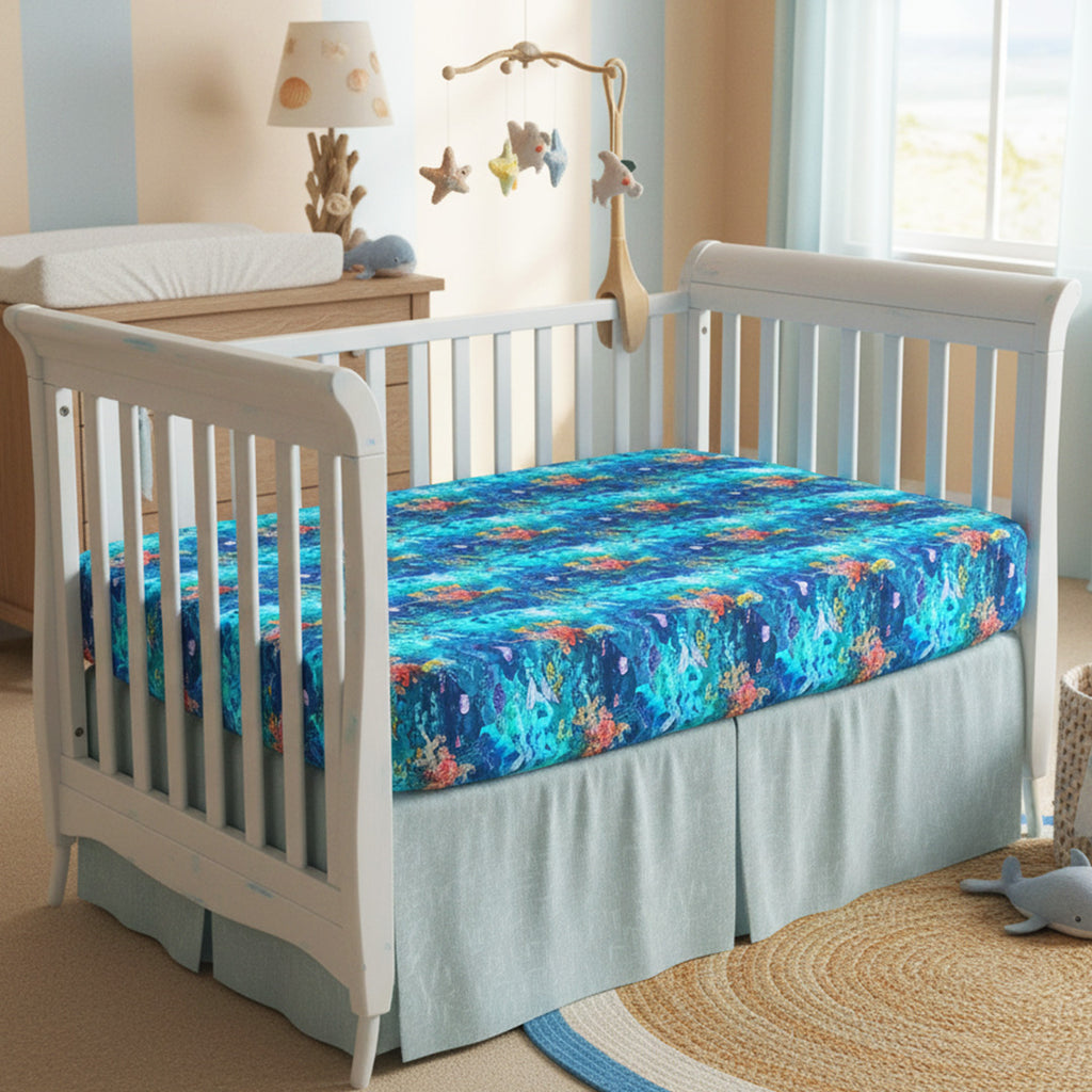 Open Ocean 2.0 Crib Sheet by Kai Blue in Nursery