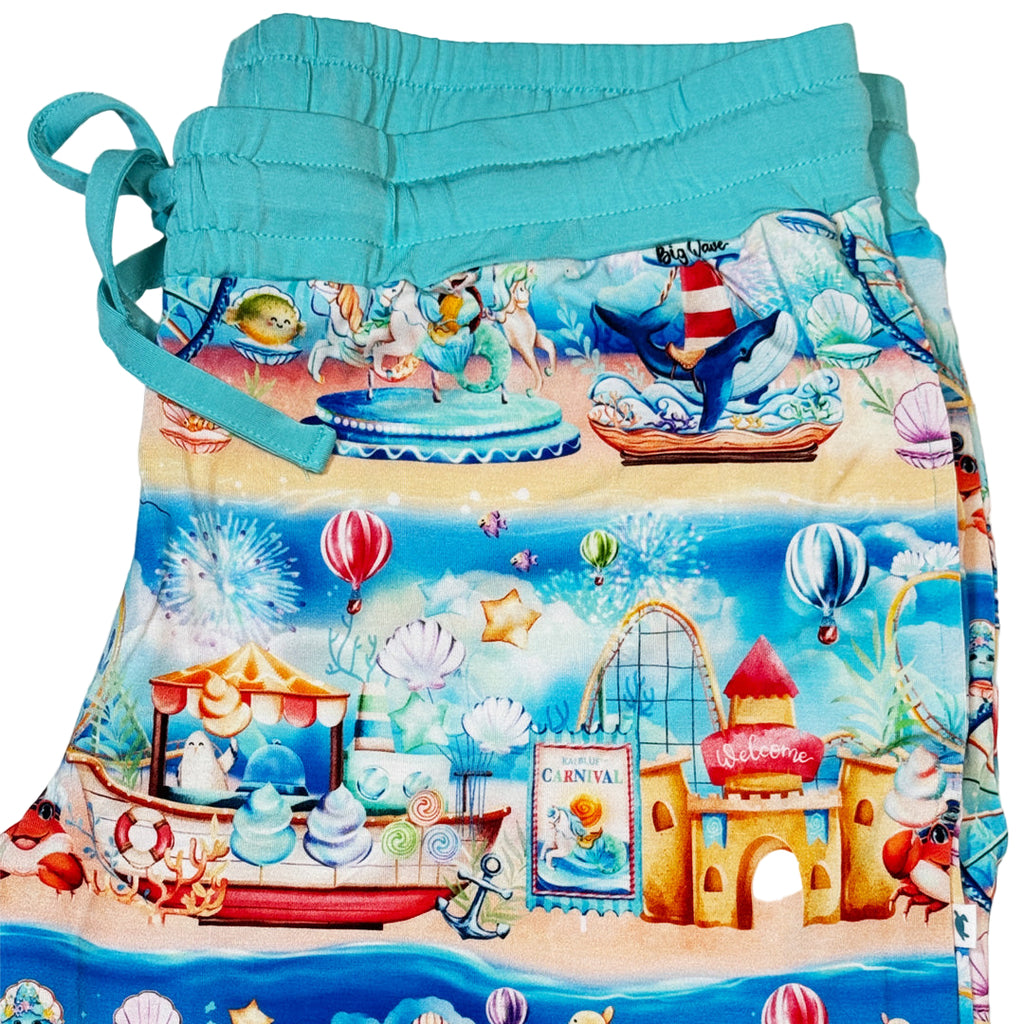 Flat Lay Bamboo Joggers with Underwater Carnival Print