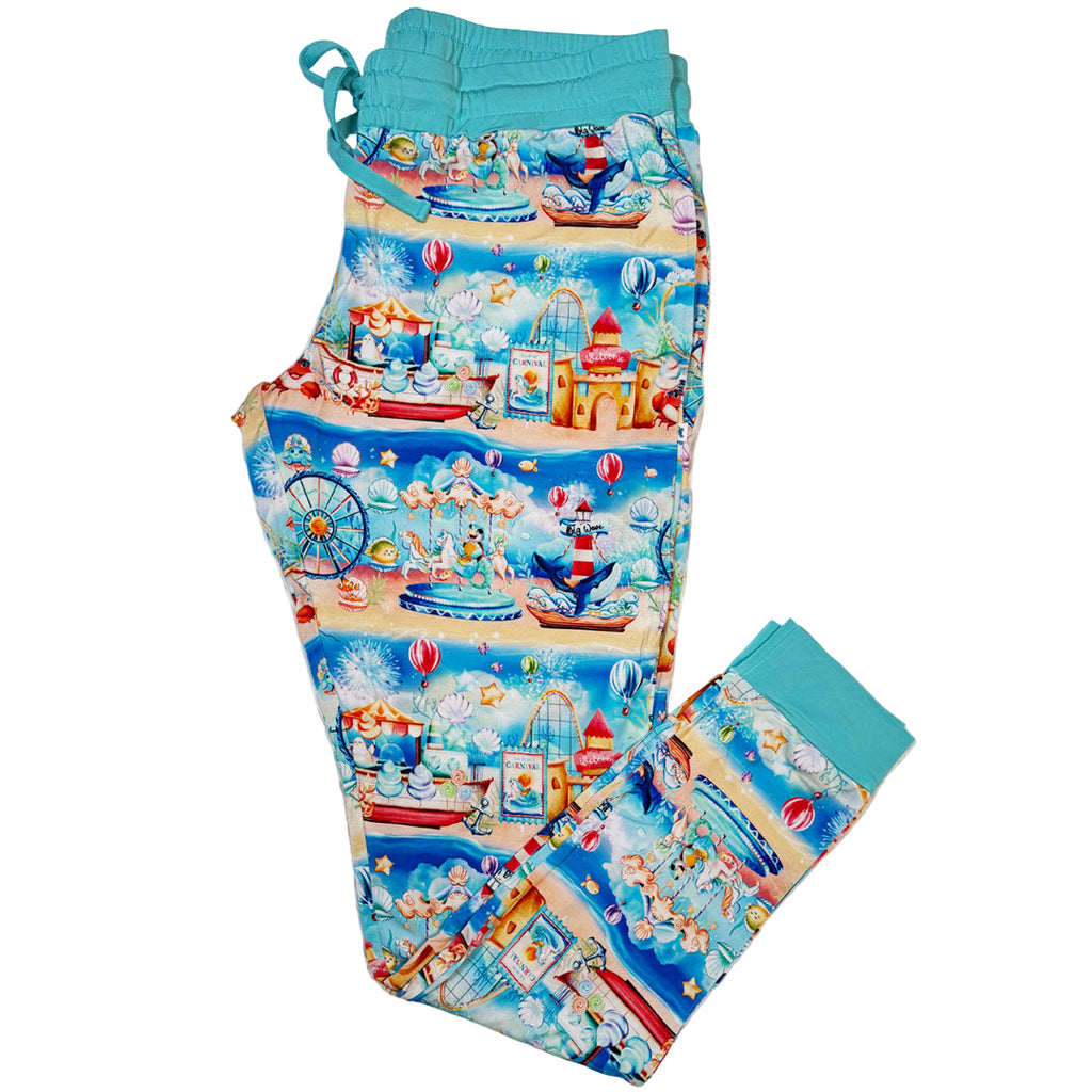 Flat Lay Bamboo Joggers with Underwater Carninval Print