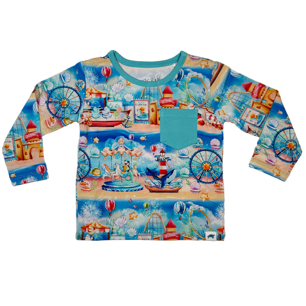 Underwater Carnival Bamboo Tee Shirt Flat Lay