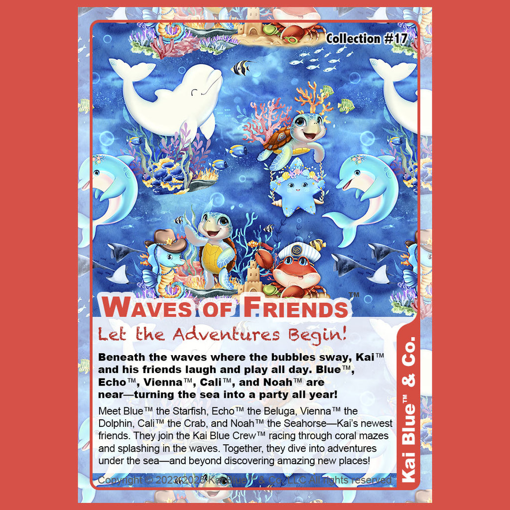Kai Blue's Bamboo Clothing Collection - Waves of Friends - Vibrant Ocean Character Print
