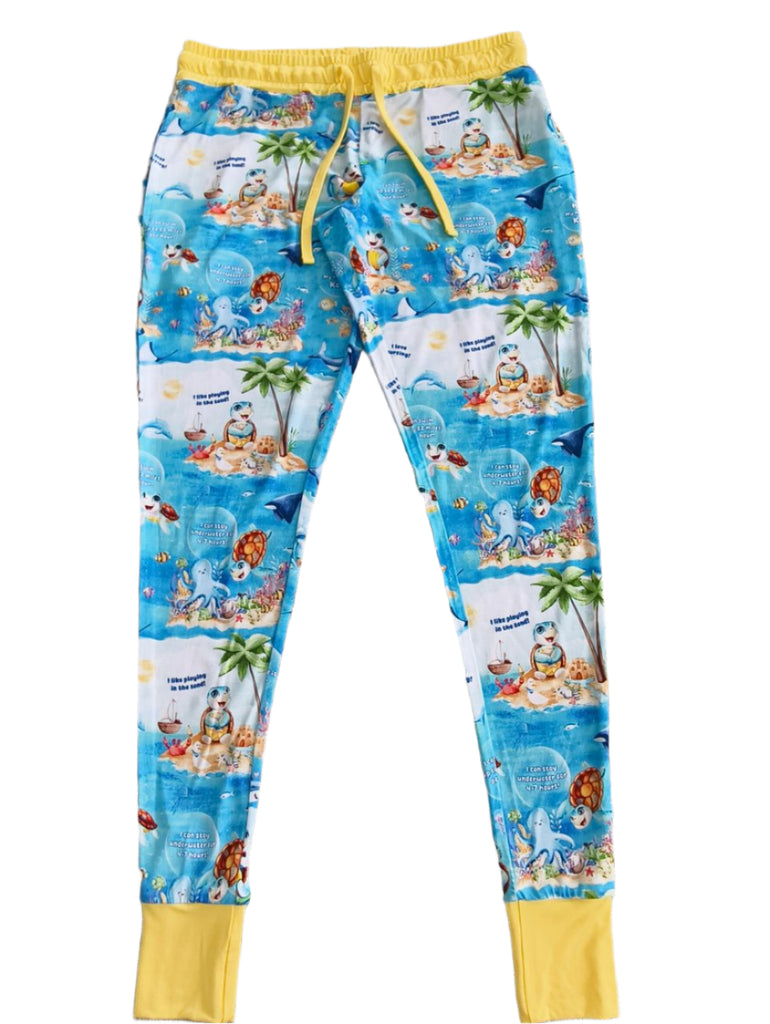 Bamboo Adult Mom Jogger Pants - Meet Kai the Sea Turtle