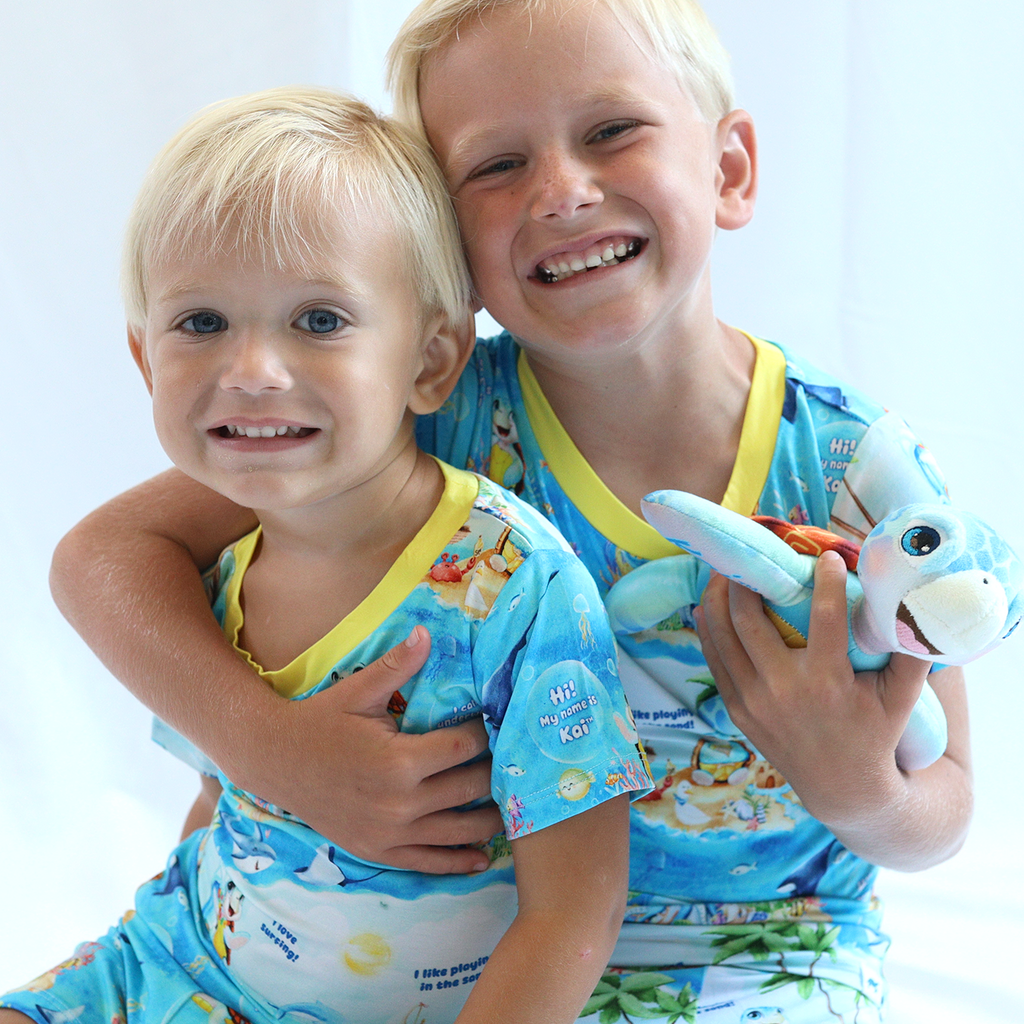 Bamboo 3PC Pajamas, Tee Shirt, Shorts and Long Pants with Foldover foot cuffs