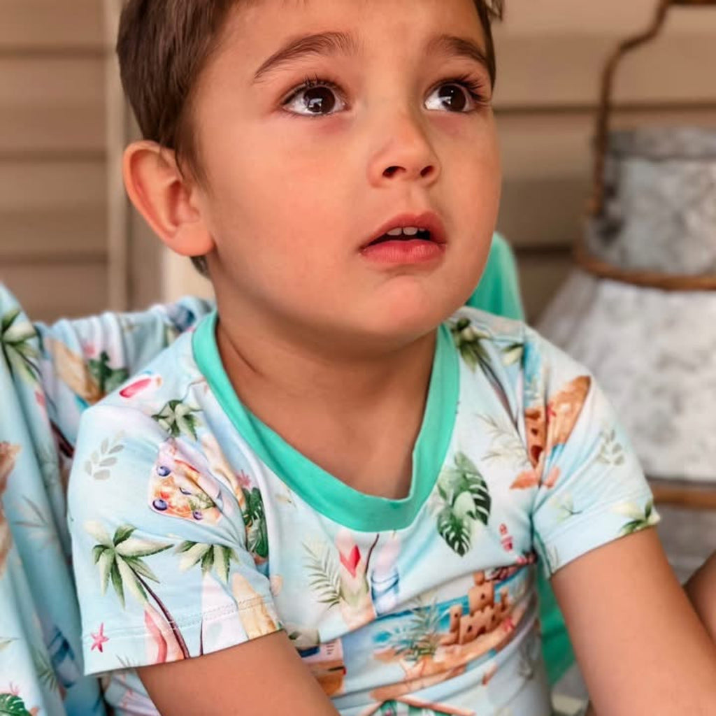 Child wearing Kai Blue Pray For Surf Pajamas