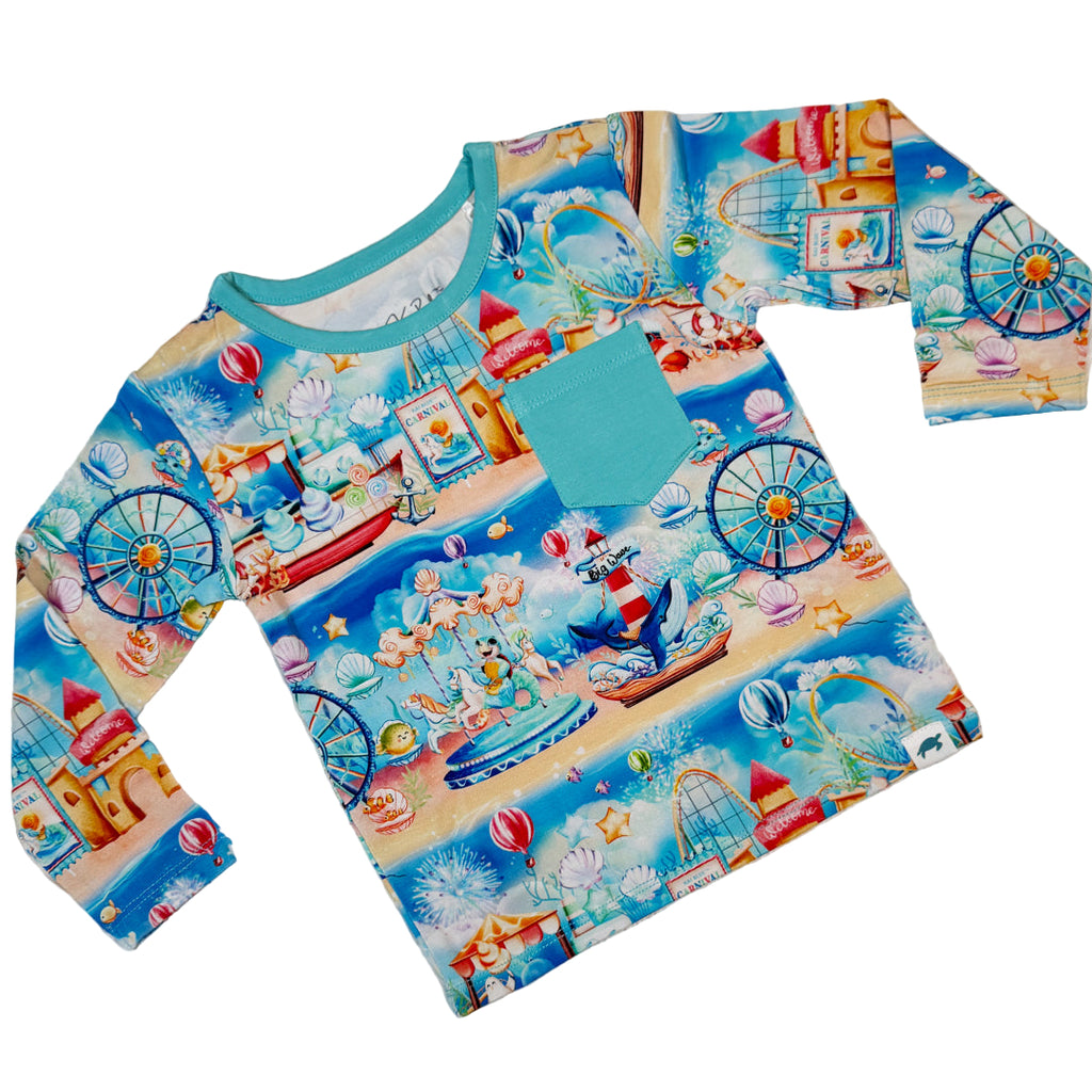 Pocket Tee Shirt Underwater Carnival Flat Lay