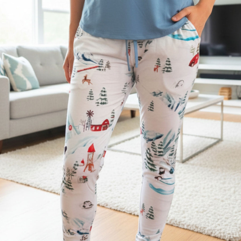 Women's Bamboo Joggers - Winter Print